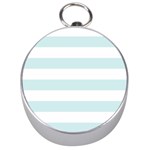 Horizontal Stripes - White and Light Cyan Silver Compass