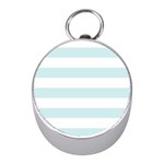 Horizontal Stripes - White and Light Cyan Silver Compass (Mini)