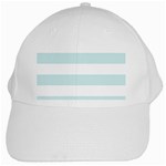 Horizontal Stripes - White and Light Cyan White Cap