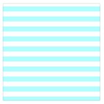 Horizontal Stripes - White and Celeste Cyan Large Satin Scarf (Square)