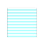 Horizontal Stripes - White and Celeste Cyan Satin Bandana Scarf