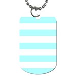 Horizontal Stripes - White and Celeste Cyan Dog Tag (One Side)