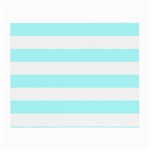 Horizontal Stripes - White and Celeste Cyan Small Glasses Cloth