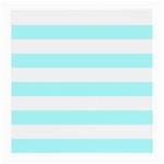 Horizontal Stripes - White and Celeste Cyan Medium Glasses Cloth