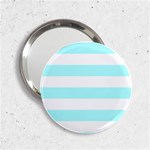Horizontal Stripes - White and Celeste Cyan 2.25  Handbag Mirror