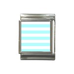 Horizontal Stripes - White and Celeste Cyan Italian Charm (13mm)