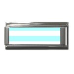 Horizontal Stripes - White and Celeste Cyan Superlink Italian Charm (9mm)