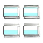 Horizontal Stripes - White and Celeste Cyan 9mm Italian Charm (4 pack)