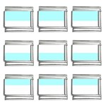 Horizontal Stripes - White and Celeste Cyan 9mm Italian Charm (9 pack)