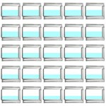 Horizontal Stripes - White and Celeste Cyan 9mm Italian Charm (25 pack)