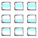 Horizontal Stripes - White and Celeste Cyan Mega Link Italian Charm (9 pack)
