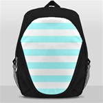 Horizontal Stripes - White and Celeste Cyan Backpack Bag