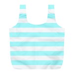 Horizontal Stripes - White and Celeste Cyan Full Print Recycle Bag (L)
