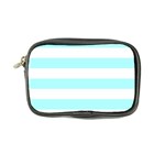 Horizontal Stripes - White and Celeste Cyan Coin Purse