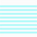 Horizontal Stripes - White and Celeste Cyan Collage 8  x 10 