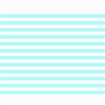 Horizontal Stripes - White and Celeste Cyan Collage 11  x 14 