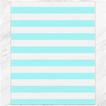 Horizontal Stripes - White and Celeste Cyan Canvas 11  x 14 