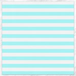 Horizontal Stripes - White and Celeste Cyan Canvas 12  x 12 