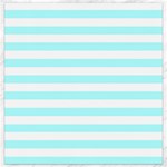Horizontal Stripes - White and Celeste Cyan Canvas 16  x 16 