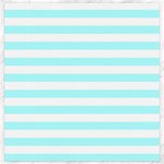 Horizontal Stripes - White and Celeste Cyan Canvas 20  x 20 