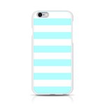 Horizontal Stripes - White and Celeste Cyan Apple iPhone 6/6S Silicone Case (Transparent)