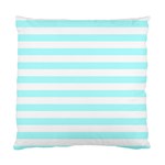 Horizontal Stripes - White and Celeste Cyan Standard Cushion Case (One Side)