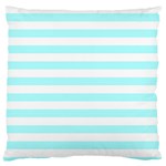 Horizontal Stripes - White and Celeste Cyan Standard Flano Cushion Case (Two Sides)