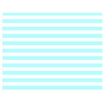Horizontal Stripes - White and Celeste Cyan Double Sided Flano Blanket (Medium)