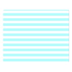 Horizontal Stripes - White and Celeste Cyan Double Sided Flano Blanket (Large)