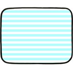 Horizontal Stripes - White and Celeste Cyan Double Sided Fleece Blanket (Mini)