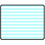 Horizontal Stripes - White and Celeste Cyan Fleece Blanket (Medium) (One Side)
