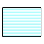 Horizontal Stripes - White and Celeste Cyan Fleece Blanket (Small) (One Side)
