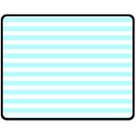 Horizontal Stripes - White and Celeste Cyan Double Sided Fleece Blanket (Medium) (Two Sides)