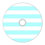 Horizontal Stripes - White and Celeste Cyan CD Wall Clock