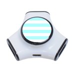 Horizontal Stripes - White and Celeste Cyan Portable USB Hub (One Side)