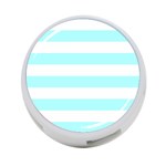 Horizontal Stripes - White and Celeste Cyan 4-Port USB Hub (Two Sides)