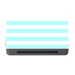 Horizontal Stripes - White and Celeste Cyan Memory Card Reader with CF