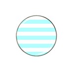 Horizontal Stripes - White and Celeste Cyan Hat Clip Ball Marker (10 pack)