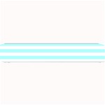 Horizontal Stripes - White and Celeste Cyan Small Bar Mat