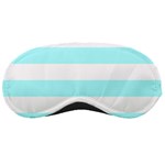 Horizontal Stripes - White and Celeste Cyan Sleeping Mask