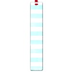 Horizontal Stripes - White and Celeste Cyan Large Book Mark