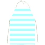 Horizontal Stripes - White and Celeste Cyan Full Print Apron