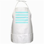 Horizontal Stripes - White and Celeste Cyan BBQ Apron