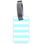 Horizontal Stripes - White and Celeste Cyan Luggage Tag (Two Sides)