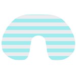 Horizontal Stripes - White and Celeste Cyan Travel Neck Pillow