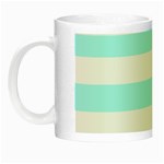 Horizontal Stripes - White and Celeste Cyan Night Luminous Mug