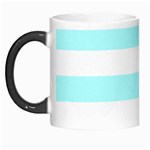 Horizontal Stripes - White and Celeste Cyan Morph Mug