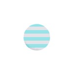 Horizontal Stripes - White and Celeste Cyan 1  Mini Magnet