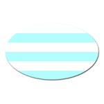 Horizontal Stripes - White and Celeste Cyan Magnet (Oval)