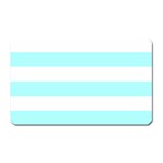Horizontal Stripes - White and Celeste Cyan Magnet (Rectangular)